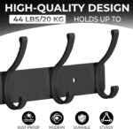 Coat Rack Wall Mount, 2 Pack Coat Hooks Hanger Wall Double Hook Rack Rail Towel Hat Rack Entryway Bathroom Hanger Organizer for Robes, Clothes, Bags, Hat(Black) - Image 4