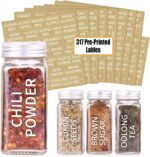 SWOMMOLY 48 Glass Spice Jars with 713 Spice Labels, Chalk Marker and Funnel Complete Set. 48 Square Glass Jars 4OZ, Airtight Cap, Pour/sift Shaker Lid - Image 3