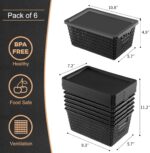 Plastic Storage Baskets Stackable Storage Bins with Lids Latching Organization and Storage Container Box for Pantry Closet Bedroom Shelves Home,Office & Classroom Oganizer, 6 Packs - Image 3