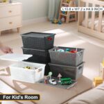 Plastic Storage Baskets Stackable Storage Bins with Lids Latching Organization and Storage Container Box for Pantry Closet Bedroom Shelves Home,Office & Classroom Oganizer, 6 Packs - Image 5