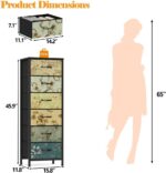 Furnulem Tall 6 Drawers Dresser, Vintage Storage Organizer Unit with Fabric Bins for Bedroom, Living Room, Closet, Nusery, Dorm, Entryway, Bedside Furniture, Sturdy Metal Frame, Wood Top - Image 4