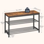 HOOBRO Shoe Storage Bench, 29.5" L Entryway Bench Organizer, 3-Tier Shoe Rack for Closet, Shoe Shelf with Wooden Top Seat, Loads 300 lb, Space-Saving, Rustic Brown and Black BF76HX01 - Image 4