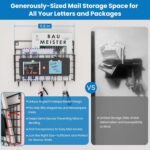 Easy Assembly and Installation Iron Key Holder Wall Mount, Mail Organizer for Wall, Matte Black Finish, Extra Large Storage Space for Mail, Mail Holder Features 5 Hooks, Key Rack Hanger - Image 4