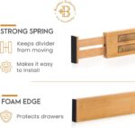 Bambüsi 4 Pack Drawer Divider - Bamboo 2.6" High, 12.5-17" Adjustable Drawer Organizers for Clothes, Expandable Dresser Separators in Bedroom/Bathroom/Kitchen/Office Organization and Storage - Image 6