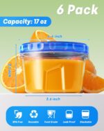 6 Pack-17oz Freezer Storage Containers, Plastic Food Storage Containers with Twist Top Lids, BPA Free and Reusable Soup Containers with Lid, Microwave and Dishwasher Safe - Image 3