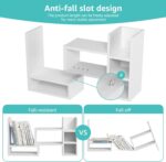 Desk Shelves Desktop Orgnizer Shlef - White Office Organization for Top of Desk Organizers and Accessories Corner Bookshelf Table Top Shelving Small Hutch Decorations for Women Office - Image 5