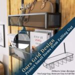 Consumest Over The Door Hooks Organizer - Extra Long Door Hanger with 9 Coat Hooks & 2 Mesh Basket, Back Storage Organizer Hanging Towels for Bathroom, Bedroom, Black (for 1.76 in Doors) - Image 3