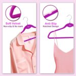 Multi-Color Velvet Hangers 50 Pack with Cascading Hooks, Non-Slip Black, Pink, White, Grey, and Purple Velvet Hangers for Clothes, Suits, and Coats - Image 3