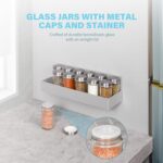 Magnetic Spice Rack with Jars Set，Magnetic Spice Organizer for Refrigerator，12PCS 3oz. Glass Jars with Shaker Lids and Metal Caps，Seasoning Containers with Magnetic Shelf for Fridge - Image 6