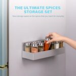 Magnetic Spice Rack with Jars Set，Magnetic Spice Organizer for Refrigerator，12PCS 3oz. Glass Jars with Shaker Lids and Metal Caps，Seasoning Containers with Magnetic Shelf for Fridge - Image 7