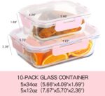C CREST [10 Pack] Glass Meal Prep Containers, Food Storage Containers with Lids Airtight, Glass Lunch Boxes, Microwave, Oven, Freezer and Dishwasher Safe - Image 3