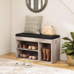 HOOBRO Shoe Storage Bench with Padded Cushion, Entryway Bench with Flip-Open Storage Box and Adjustable Shelf, Shoe Rack with Hidden Compartment, for Entryway, Living Room, Greige BG40HX01 - Image 3