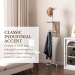 MyGift 5.5ft Freestanding Coat Rack with Silver Tone Industrial Metal Pipe Design and 12 Hooks, Entryway Organizer Stand for Hanging Coats, Hats, Purses - Image 3