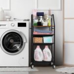 4 Tier Towel Rack for Bathroom, Towel Storage Shelf Organizer with Wheels,Floor Towels Holder Stand with Hair Tool Organizer Shelf Rustic Brown - Image 3