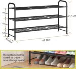 LINZINAR Shoe Rack 3 Tier Long Metal Shoe Organizer for Closet Entryway Black - Image 3