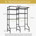 Ulif U13 Medium Over Washer and Dryer Storage Shelves, 6 Tiers Laundry Room Standing Shelf with 2 Hanger Rods, Space Saver Clothes Drying Rack, 57.8" W x 22" D x 77.4" H, Black - Image 4