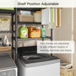 Ulif U13 Medium Over Washer and Dryer Storage Shelves, 6 Tiers Laundry Room Standing Shelf with 2 Hanger Rods, Space Saver Clothes Drying Rack, 57.8" W x 22" D x 77.4" H, Black - Image 5
