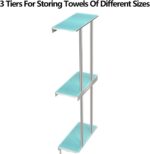 Bathroom Towel Storage, Towel Racks for Bathroom with 3-Tier Shelf & 4 Hooks, Towel Holder for Bathroom Wall for Rolled Bath Towels, Brushed Nickel - Image 3