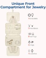 BAGSMART Travel Toiletry Bag with Jewelry Organizer, Hanging Travel Bag for Toiletries, Puffy Makeup Cosmetic Bag Organizer, Carry-on Travel Accessories Essentials, Beige-M - Image 3