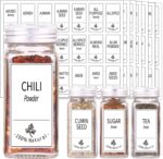 SWOMMOLY 48 Glass Spice Jars with 806 White Spice Labels, Chalk Marker and Funnel Complete Set. Empty Square Spice Bottles 4 oz, Spice Containers with Pour/sift Shaker Lid, Airtight Cap - Image 3