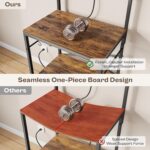 SUPERJARE Kitchen Bakers Rack with Power Outlet, Coffee Bar Table 4 Tiers, Kitchen Microwave Stand with 6 S-shaped Hooks, Storage Shelf Rack for Spices, Pots and Pans - Rustic Brown - Image 4