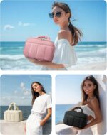 BAGSMART Travel Toiletry Bag, Puffy Large Toiletry Bag for Women, Lightweight Cosmetic Makeup Bag Organizer with Handle for Traveling, Accessories, Essentials, Toiletries (Grayish Brown) - Image 3