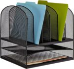 Safco Onyx Desk Organizer, 6 Vertical Compartments and 2 Trays, Office and Classroom Mailbox , Paper and Mail Sorter, Steel Mesh, Black - Image 3