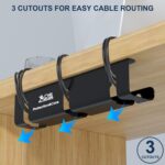 APS Under Desk Cable Management Tray, Two-Pack 16 Inch Black Metal Cord Organizer, Adhesive or Screw Mount for Glass/Marble/Office/Gaming Desk - Image 3