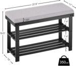 Apicizon 3-Tier Shoe Rack for Entryway, Bamboo Shoe Bench with Cushion Padded Seat, Small Shoe Organizer with Storage for Indoor Entrance Hallway Bedroom Living Room, Black - Image 4