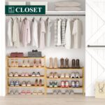 Smiry Bamboo Shoe Rack, 3 Tier Shoe Organizer for Entryway & Closet, Stackable Free Standing Storage Shelf for Shoes, Bags & Plants, Natural - Image 3