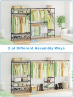 Ulif E11 Heavy-Duty Garment Rack, Metal Freestanding Clothes Rack and Closet Storage Organizer System with 8 Shelves and 4 Hanger Rods, (73.2 - 97.6)"W x 14.5"D x 71.2"H, Load 1034 LBS, Black - Image 4