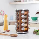 Orii 20 Jar Dark Acacia Wood Spice Rack with Spices Included - Rotating Tower Organizer for Kitchen Spices and Seasonings, (Dark Stained Acacia Wood) - Image 3