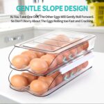 Egg Holder for Fridge, Automatic Rolling Egg Container for Refrigerator, Stackable Fridge Organizers and Storage with Lid, Clear Plastic Egg Dispenser & Tray (2 Tier) - Image 3