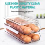 Egg Holder for Fridge, Automatic Rolling Egg Container for Refrigerator, Stackable Fridge Organizers and Storage with Lid, Clear Plastic Egg Dispenser & Tray (2 Tier) - Image 5