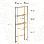 AmazerBath Over The Toilet Storage Shelf Bamboo, 3-Tier Over Toilet Organizer Rack, Freestanding Above Toilet Shelf for Bathroom, Laundry, Space Saver, Natural Color - Image 3