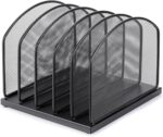 Huron 5-Slot Vertical File Binder Organizer Storage, Black Steel Mesh - Image 4