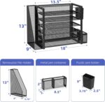 Simple Trending 6 Tier Desk File Organizer, Paper Letter Tray Organizer with File Holder and Pen Container, Black - Image 4