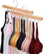 2 Pack Bra Hanger for Closet Organizer, Premium Wooden Tank Top Hangers with 40 Foldable Hooks, 360° Rotating Design, Space Saving Storage for Tank Tops, Bras, Scarves and More - Image 2