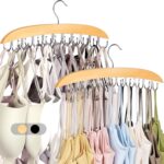 2 Pack Bra Hangers for Closet Organizer, Bra Organizer with 40 Stainless Steel Hooks, Wooden Tank Top Hanger, Closet Organizers and Storage for Bras Camis Belts Ties, Natural - Image 2