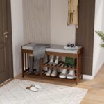 3-Tier Bamboo Shoe Rack Bench, Shoe Storage Organizer Bench, Entryway Benchs, Shoes Rack for Front Door Entrance, Entryway Bathroom Bedroom - Image 2