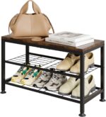 3-Tier Shoe Rack Bench - Entryway Organizer with Shoe Storage, Sturdy Shoe Shelf for Front Door, Small Space Saving Furniture, Brown, 27.2" x 12.0" x 15.9" - Image 2