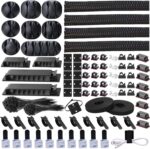 311Pcs Cable Management Organizer Kit 4 Cable Sleeve Split,53Cable Clips 12Cord Clips Holder,22 Cable Ties, 20 Adhesive Wall Cable Tie, 200Fasten Cable Ties for TV Office Home Electronics - Image 2