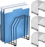 4 Pcs Wire File Organizer for Desk 6 Sections Metal Magazine File Holder Sorter for Binder Office Classroom School Paper Mail Book Storage, Black, 8.27 x 7.36 x 5.88 Inch - Image 2