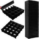45 Pack Drawer Dividers, Plastic Adjustable Drawer Storage Organizer for Tidying Clutter Socks, Underwear, Makeup, Kitchen, Dresser Black - Image 2