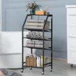 5-Tier Free Standing Towel Racks for Bathroom, Floor Towels Holder Stand, Metal Pool Towel Storage Organizer for Home, Poolside, Ideal for Bathroom, Kitchen, Laundry, Storage, Organization, Black - Image 2