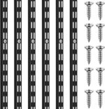 6 Pcs Dual Track Upright Wall Shelving System Heavy Duty Support System Twin Slot Shelf Rail Shelf Standards for Pantries Linen Closets Laundry Rooms(Black,25 Inch) - Image 2