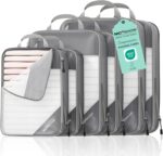6 Set Compression Packing Cubes for Travel - Compressible, Lightweight, and Space-Saving Packing Cubes, Travel Essentials for Women, Grey - Image 2
