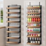 8 Tier Over The Door Pantry Organizer, 2 IN 1 Wall Mount or Hanging Spice Rack Seasoning Shelves with Adjustable Basket, Back of Door Organizer and Storage for Kitchen Cabinet and Room Closet - Image 2