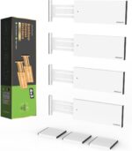 ANTOWIN 4 Pack Expandable Drawer Dividers, 4.7'' High, Extend from 12.2'' to 17.7'', Dresser Drawer Organizers, Bamboo Separators for Kitchen, Bedroom, Office, Bathroom (White) - Image 2