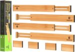 ANTOWIN Bamboo Drawer Dividers Organizers, Drawer Separators Splitter,17-22 inches Long Adjustable Spring-loaded Organizer for Large Utensil, Clothes, Tools Drawers(yellow) - Image 2